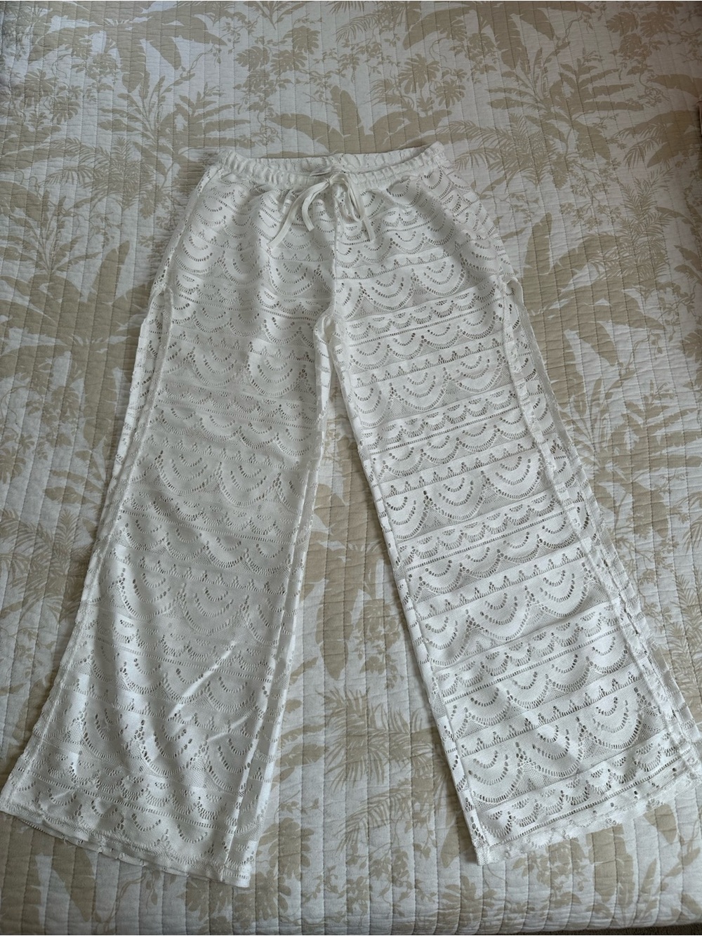 Alexa & Stella Women’s Crochet & Lace Swim Coverup Pants White Size Medium